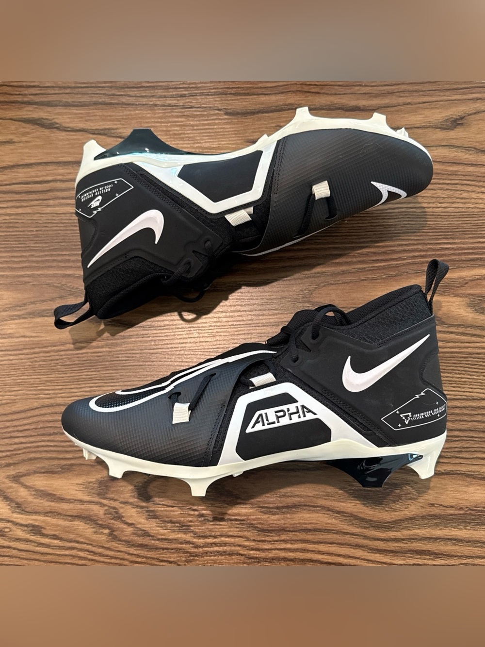 Size 15 Nike Alpha Menace Pro 3 Mid Football Cleats Black CT6649-001 - NEW